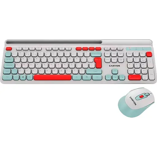 Комплект (клавиатура и мышь) CANYON HSET-W5 EN AAA+AA Wireless White - фото 5