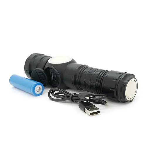 Фонарик BP-X707 P90, Zoom, 5+2+2 режима, корпус металл, магнит, акум 18650, индикация заряда, USB кабель, BOX - фото 3