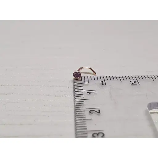 Золотая серьга-пирсинг в нос Dear с фианитом. 1023.8 Лаванда - фото 4