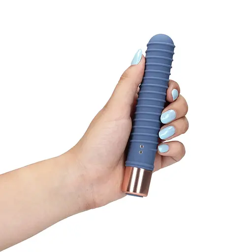 Вібратор Loveline Ribbed Mini 14.1 см синій - фото 7