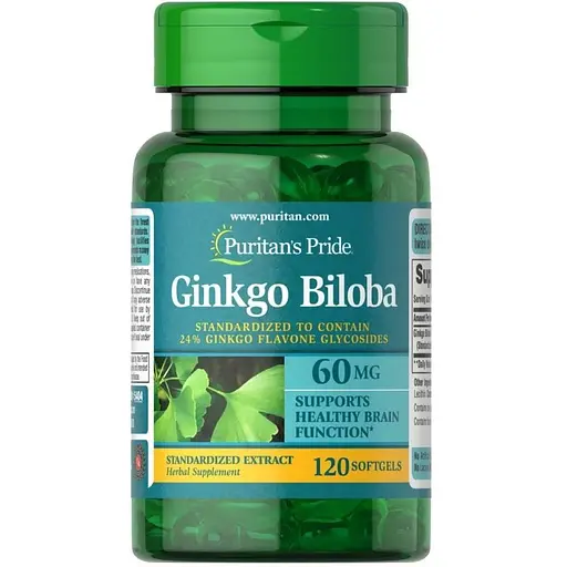 Натуральна добавка Puritan's Pride Ginkgo Biloba 60 mg, 120 капсул