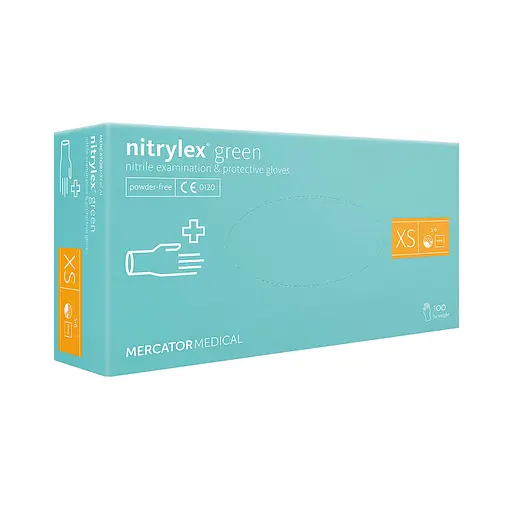 Рукавички Меркатор Медікаль Nitrilex Basic   нітрилові оглядові нестерильні неприпудрені зелені XS 100шт/уп  