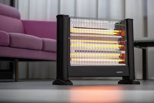 Обогреватель Ardesto инфракрасный кварцевый, 15м2, 1650Вт, мех. управление, напольный, черный - фото 2