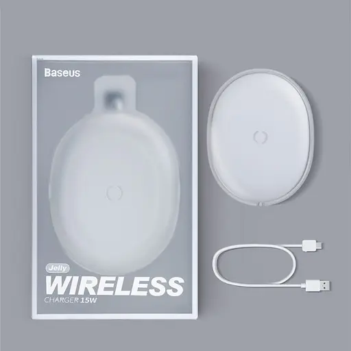 Бездротовий зарядний пристрій Baseus Jelly wireless charger 15 W WXGD-02 білий - фото 4