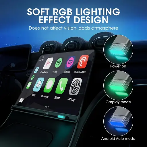 Бездротовий адаптер CarPlay для CarPlay та Android Auto, адаптер FEisca Wireless CarPlay Stick 2 в 1, Plug & Play - фото 4