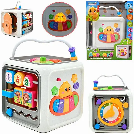 Музыкальный развивающий куб WToys 25462 – украинская озвучка, песни, сказки, загадки, стишки, звуки животных,цифры, подсветка  - фото 6