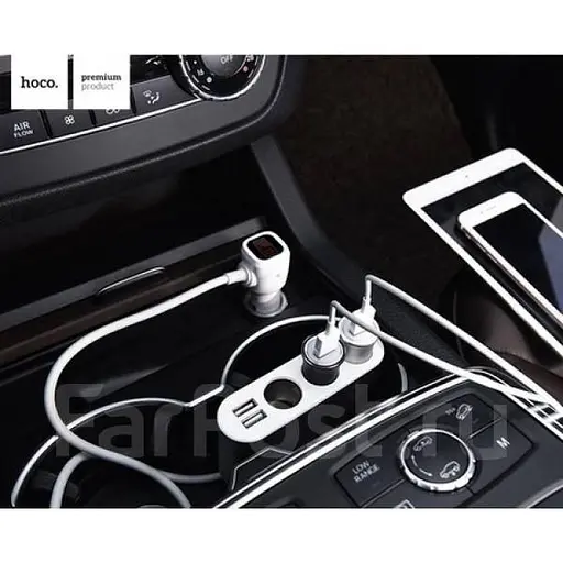 Автозарядное устройство Hoco Z13 LCD-тройник разветвитель - фото 3