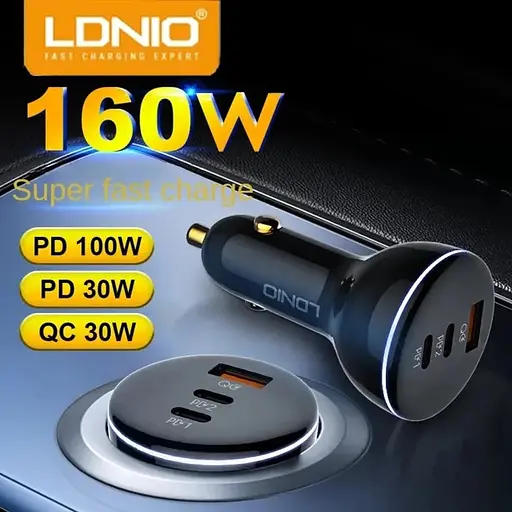 Зарядное устройство для Ldnio c102 160 W 2 USB-С + 1 USB-A 3 port car charger адаптер быстрой зарядки - фото 3