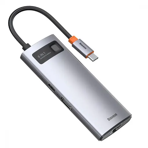 USB-Хаб Baseus USB-C Metal Gleam Series 6in1 Gray (CAHUB-CW0G) - фото 3