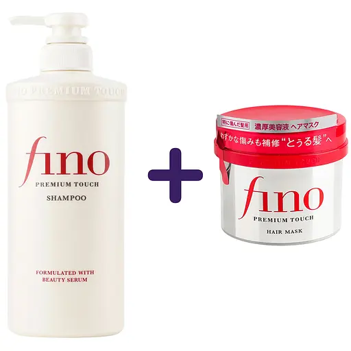 Набір Shiseido Fino Premium Touch: шампунь 550 мл + маска  для пошкодженого волосся 230 г