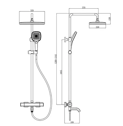 Душова система Gappo з термостатом 3-функціональна лійка, чорний G24791-6, Чорний матовий - фото 4