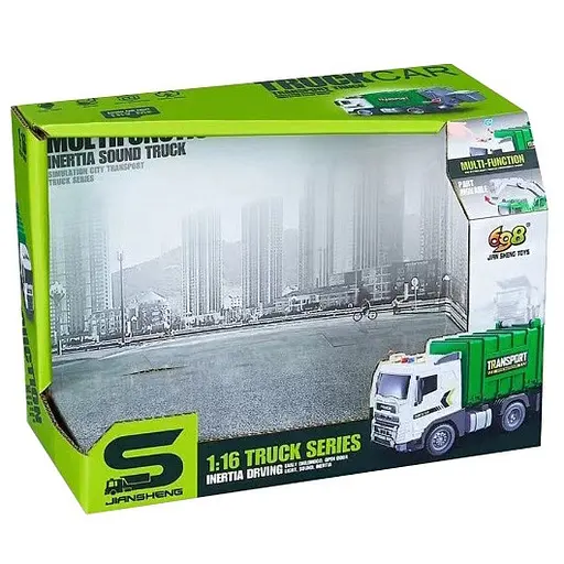 Игрушка Cars S Мусоровоз инерционный со звуком и светом зеленый 1:20 (CJ-4358558) - фото 2