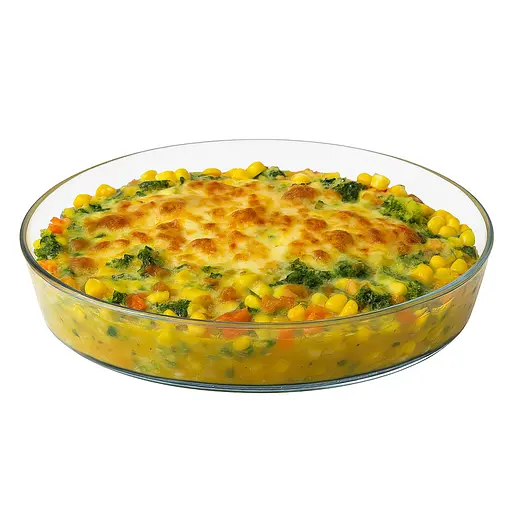 Скляне кругле жароміцне блюдо форма для запікання Nadir 2.4 л, Marinex Прозорий 87908 - фото 2