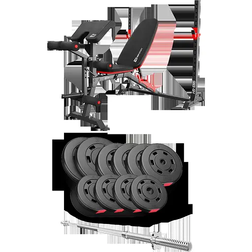 Набір Hop-Sport Premium 59кг з лавою HS-1095 та штангою