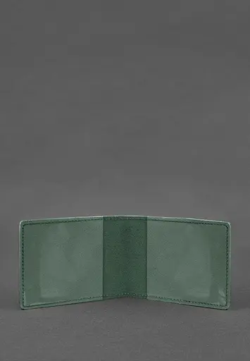 Универсальная кожаная обложка для удостоверения зеленая Crazy Horse - фото 3