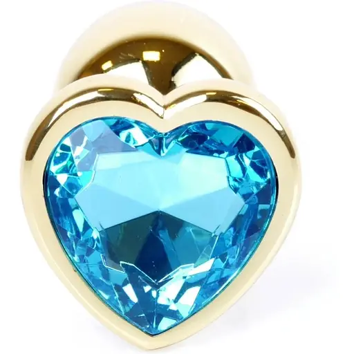 Анальна пробка Boss Of Toys Boss Series - Jewellery Gold Heart Plug Light Blue S, BS6400040, Золотий / Голубой - фото 3