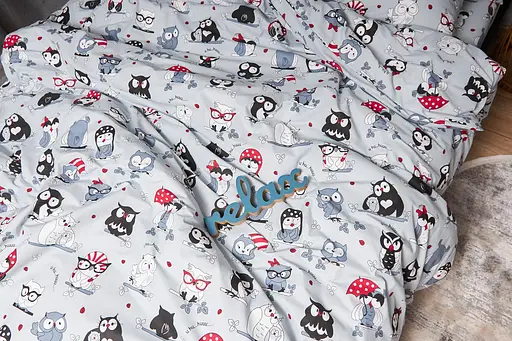 Пододеяльник Moon&Star Бязь Gold Люкс Owls Gray Двуспальный 175x210 см - фото 5