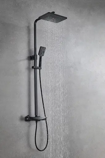Душова система зовнішнього монтажу з термостатом Nett STB-32, Чорний - фото 2