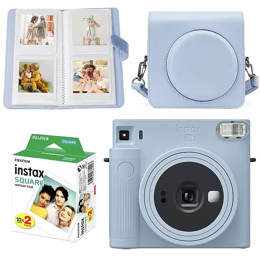 Набор камера Fujifilm Instax Square SQ1, Фотобумага 20шт, Чехол, Фотоальбом 80 фото Голубой - фото 1