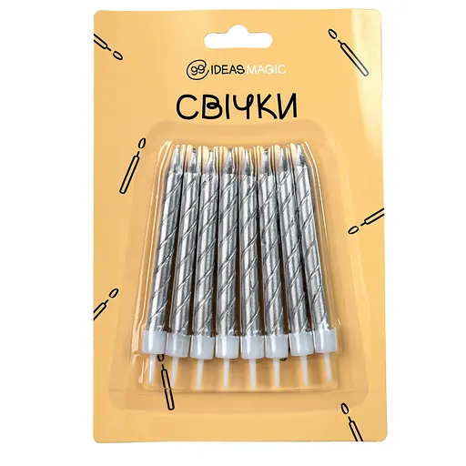 Свеча спираль металлик серебристый 8 шт 7,5 см