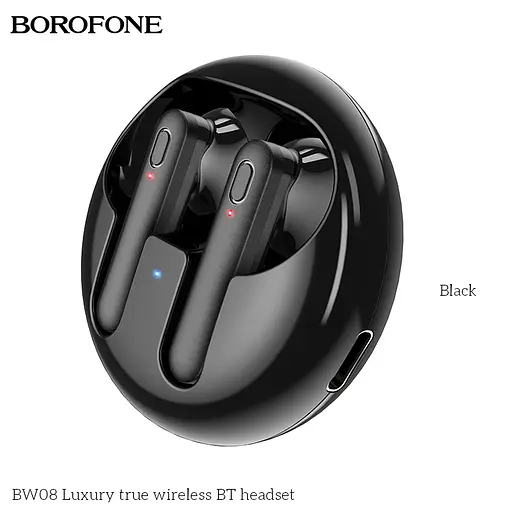 Блютуз Стерео Гарнитура Borofone BW08  TWS Черный - фото 3