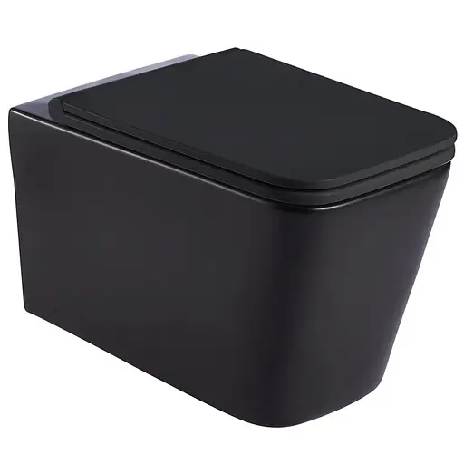 Подвесной унитаз Mixxus Premium Quadro-0302-R Black 530x360x365 мм, Rimless MP6455, Черный матовый - фото 1
