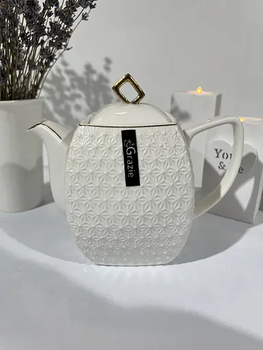 Чайник Interos Снежная Королева заварочный фарфоровый квадратный 900 мл белый 406618-A - фото 2