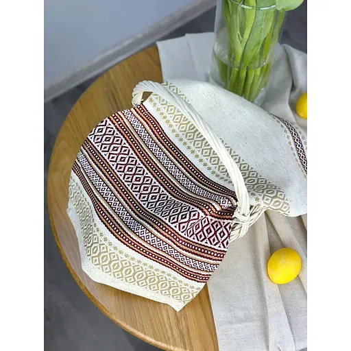 Пасхальное полотенце льняное для корзины Луч 45х30 см Коричневый - фото 6