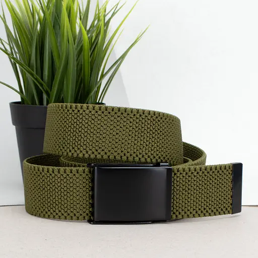 Ремінь-гумка чоловічий на затиску PS-40023 (115 см) плетений кольору хакі - фото 1