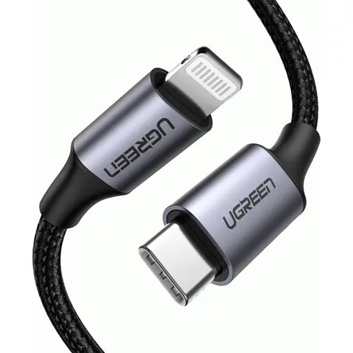 Кабель Ugreen US304 USB-C to Lightning M/M Cable Aluminum Shell Braided 2m Black (UGR-60761) - фото 3