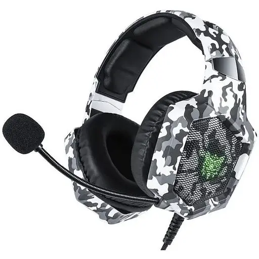 Проводная игровая гарнитура Onikuma Gaming with LED K8, USB, 3.5mm, 2.2m, Camouflage-White