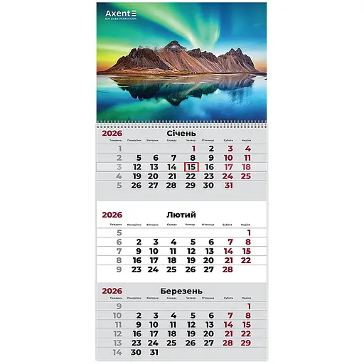 Календарь настенный Axent Nature 3 квартальный 2026 год (8801-26-9-A)