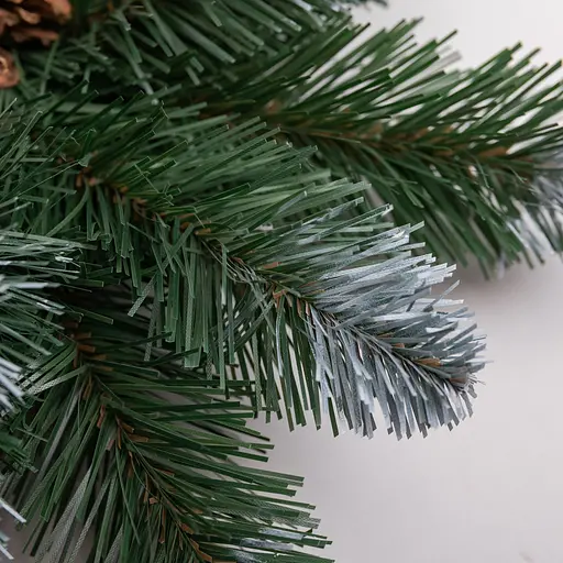 Декоративний штучний свічник-вінок Lugi SOK-O-2 із засніженими кінчиками на 1 свічку зелений - фото 5