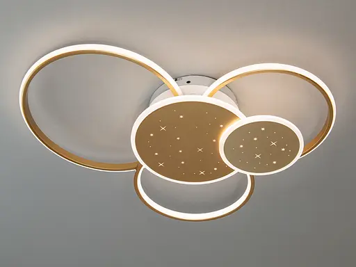 Стельова світлодіодна люстра в формі кільця з пультом, 100Вт, золото - фото 3