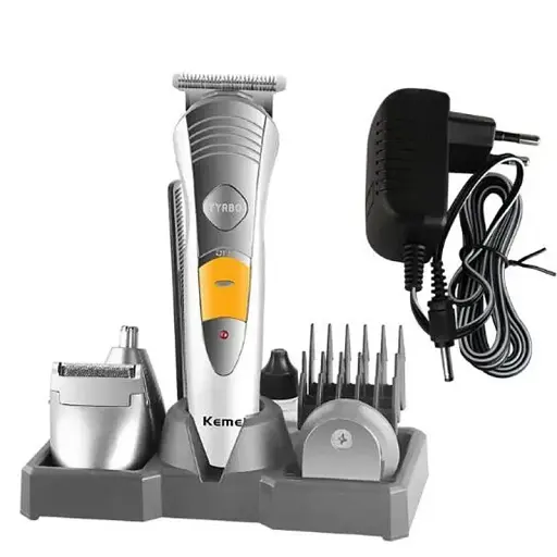 Мужской набор для стрижки и бритья Kemei KM-580A (7 в 1, на подставке)