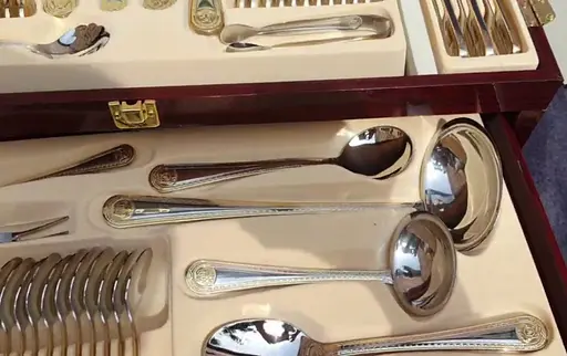 Набор столовых приборов Zillinger ZL-710GS Versace на 12 персон в деревянном кейсе 72 предмета - фото 9