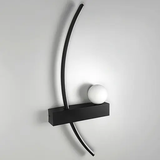 Чорне дугове бра з білим плафоном у лівому корпусі 60 см Line F Арт. WJ113/600 L BK (лівий) - фото 4