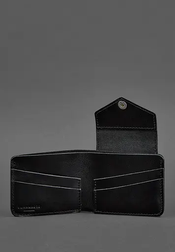 Шкіряне портмоне 4.2 на кнопці чорне - фото 4