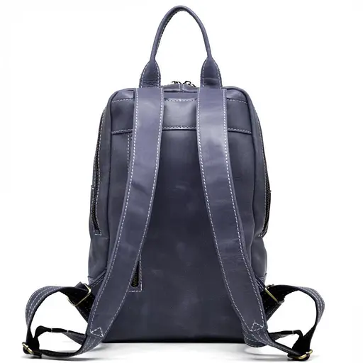 Женский кожаный синий рюкзак TARWA 27х36х13 см sum0028647 - фото 4