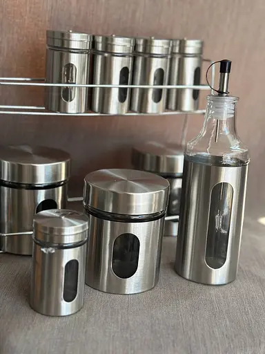 Органайзер набір для спецій на підставці із нержавіючої сталі Спецівниця Edenberg EB-18029 11 предметів Сірий - фото 8