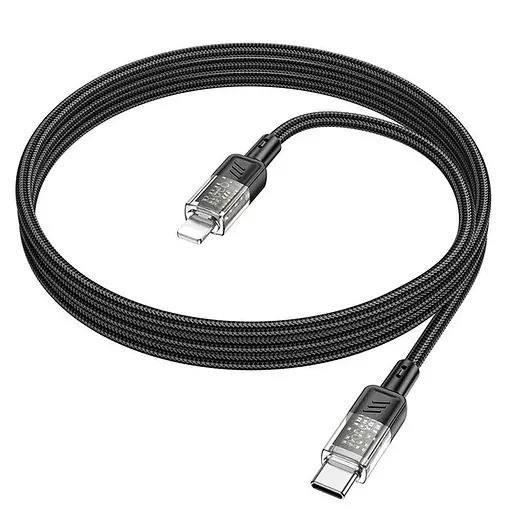 Кабель Hoco Type-C to Lightning Spirit PD transparent charging data cable U129 27W 1.2 м Black - фото 2