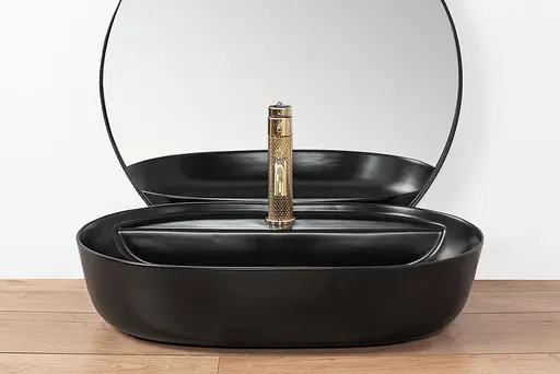 Умивальник Rea Cleo black mat накладний чорний REA-U0035, Чорний матовий - фото 4