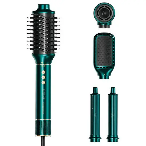 Фен-стайлер IPARAH P-505G GREEN мультистайлер 5-в-1 с насадками для укладки и завивки, 3 скорости и 3 температурных режима - фото 1