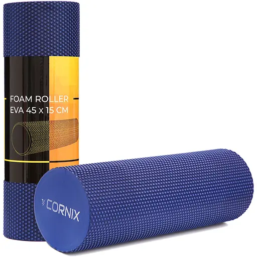 Масажний ролик Cornix EVA+ 45 x 15 см (валик, ролер) XR-0304 Navy Blue - фото 1