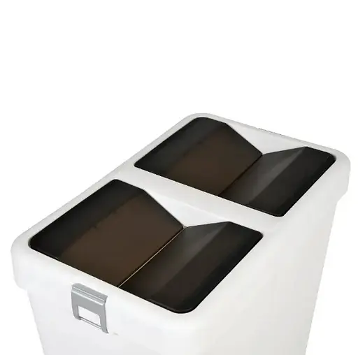 Мусорное ведро Motek на 40 л + 40 л с поворотной крышкой 55х35.5х59 см Белый (COB-414)  - фото 2