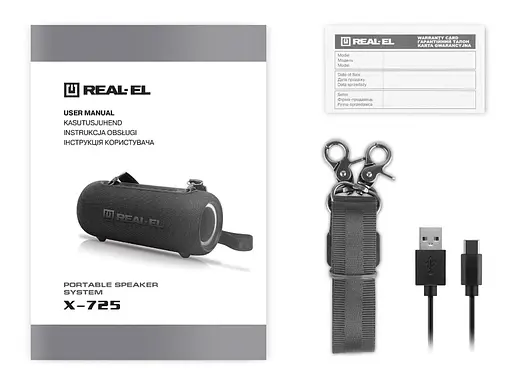 Портативна колонка Real-El RX725 15W Bluetooth TWS, RGB, Black - фото 14