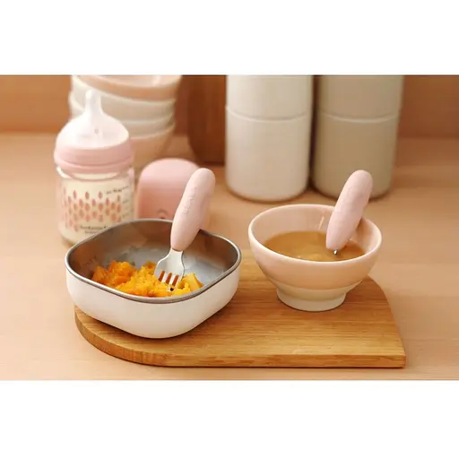 Набір ложка і виделка Beaba металевий 10+ рожевий (913596) - фото 4