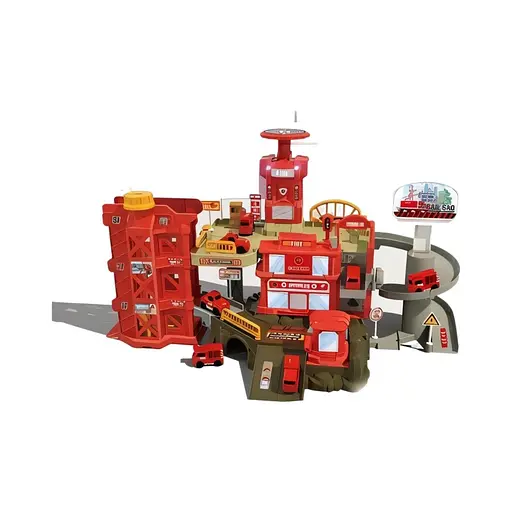 Трек ZX 064 A Пожежна станція звук, підсвічування, 3 машинки, механічний підйомник