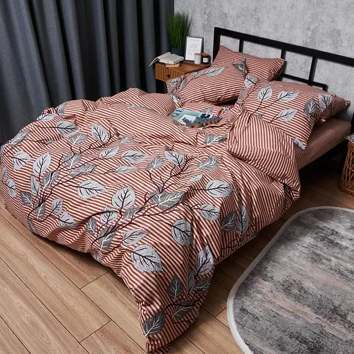 Комплект постільної білизни Moon&Star Бязь Gold Люкс Autumn Leaves Полуторний Євро 160х220 наволочки 2х40х60 - фото 3