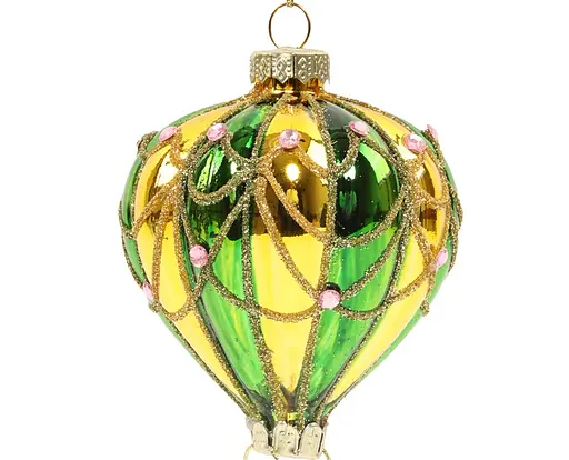 Елочное украшение "Воздушный шар с Сантой" зелено-желтый, 7,5*9 см, YQ1408145 - фото 3